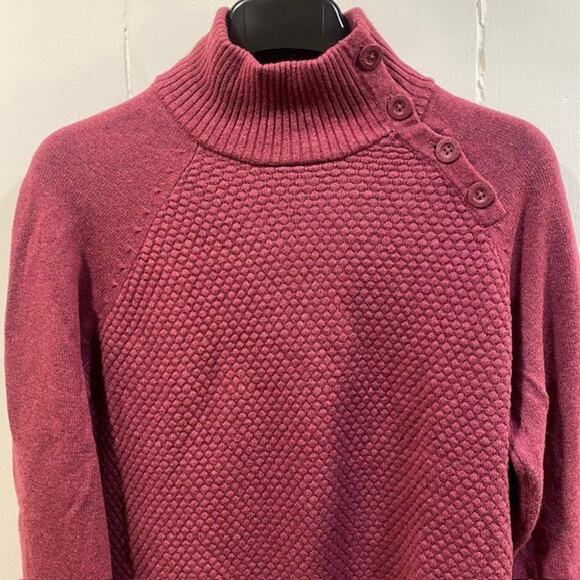 The North Face Tekware Bordeaux Wool Blend Mock Neck Sweater Womens XL Logo Warm - Picture 2 of 10